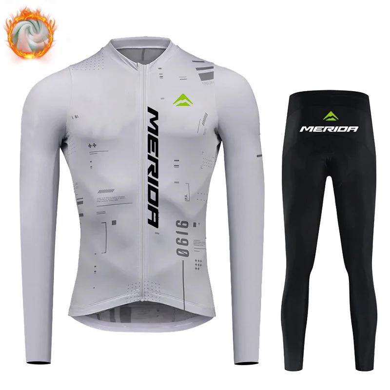 

2026 Winter Fleece Cycling Suit Set Silicone Sponge Cushion High Elastic Quick Drying Men s Cycling Overalls S