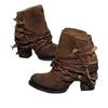 Style européen et américain nouvelle mode d'hiver talons hauts bout rond fermeture éclair arrière bottines mode rétro