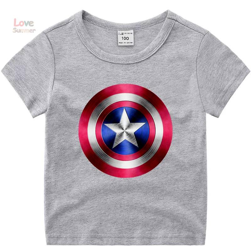 2026 children Printed Captain America's Shield Pattern, Boys Short Sleeved Sports Casual, unisex T-shirt