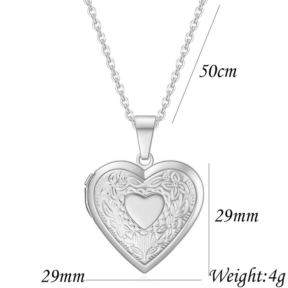HNSP Heart Necklace Stainless Steel Open Locket Heart Pendant Chain For Women Girl Zircon Accessorie Gift
