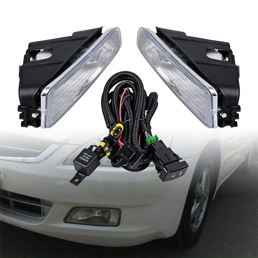 Clear Bumper Driving Lamp Fog Light + Switch Fit For 03-07 Honda Accord 04-08 Acura TL