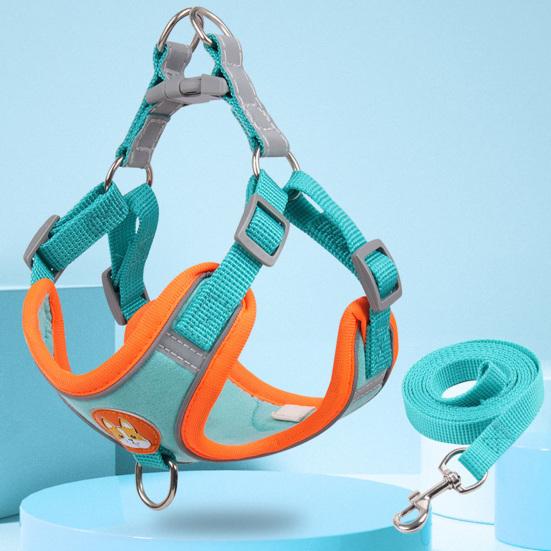 1 Set Dog Collar Adjustable Reflective Faux Suede Comfortable Pet Dog Harness Vest Walking Leash Pet Supplies