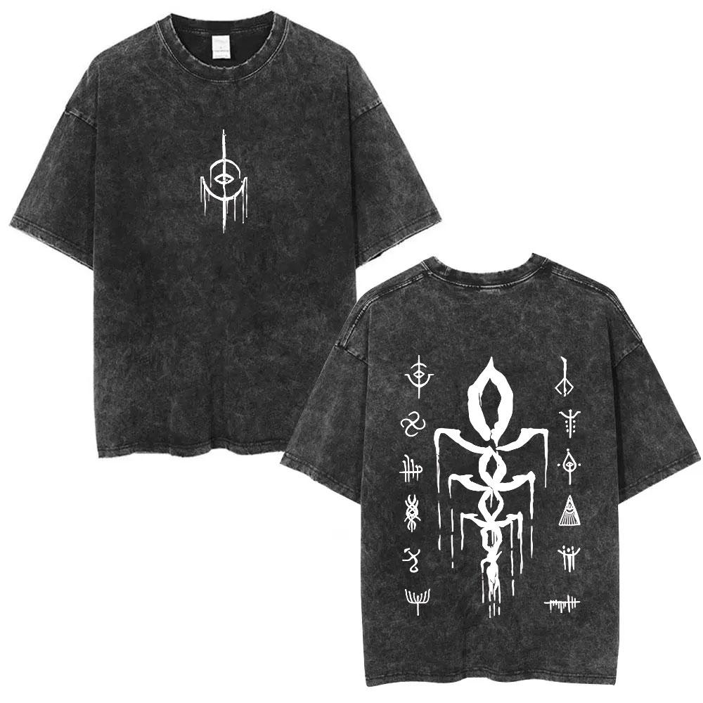 Washed Vintage Game Bloodborne Fear The Old Blood T Shirt Men Women Casual Oversized Tshirt Male High Quality Cotton Tshirts
