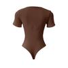 Modischer Damen-Bodysuit mit quadratischem Ausschnitt, schmaler Taille, nahtlos, kurzärmelig, formgebend