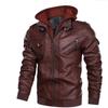 Leather Retro Motorcycle PU Leather Jacket Autumn and Winter Removable Men's Hooded Jacket