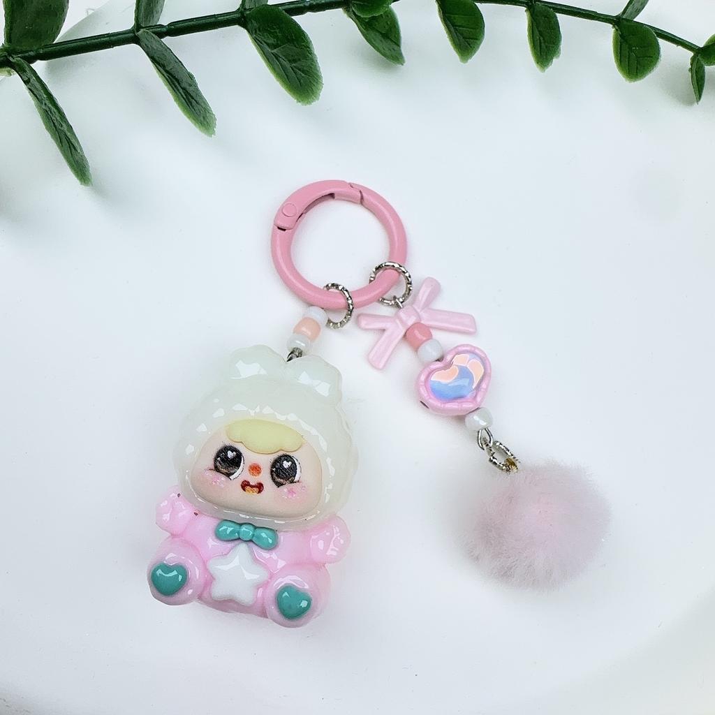 Bean Bag Cute Grain Sitting Doll Cartoon Schoolbag Pendant DIY Jewelry Resin Accessories Car Ornament Bag Keychain
