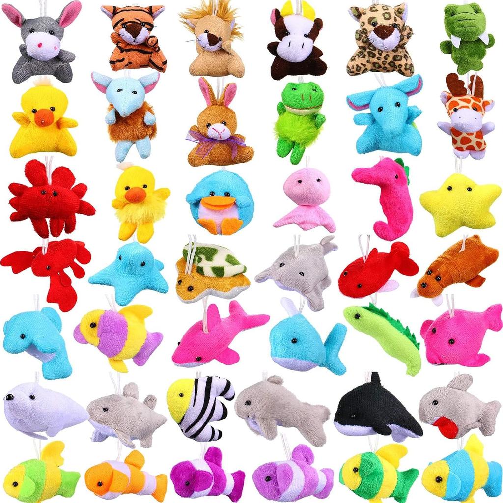Sumind 42 Pcs Mini Stuffed Animals Toys Set Small Plush Keychain Decorations for Teacher Student Award, Carnival Prizes, Goodie Bags Filler,