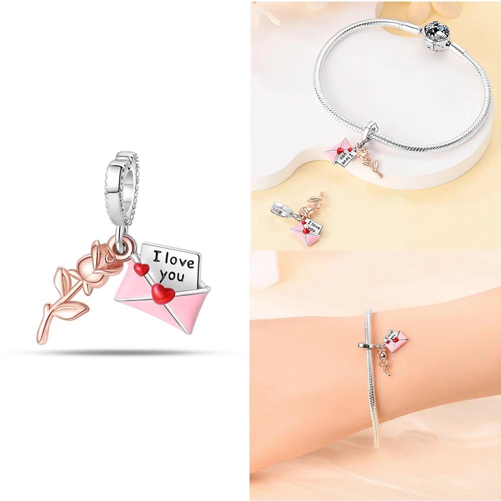 Oryginalne Miedziane Cyrkoniowe Koraliki w Kształcie Serca Kolorowy Kwiatek Kokarda Zawieszka Charms Pasuje do Bransoletki Naszyjnika DIY Wykwintna Biżuteria Prezent