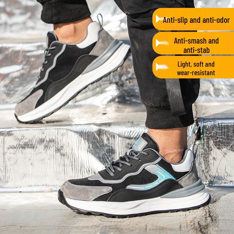 Men's Lightweight Summer Work Shoes: Anti-Smash, Anti-Puncture, Wear-Resistant, Slip-Resistant, Breathable, Anti-Odor, and Insulated