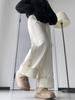 Women's Thick Fleece-Lined Patchwork Wide-Leg Winter Pants