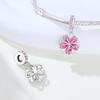 Panpoki Copper Rotating Cherry Blossom Flower Bead Genuine Pendant Bracelets Charms Jewellery Party DoItYourself Trendy Gifts