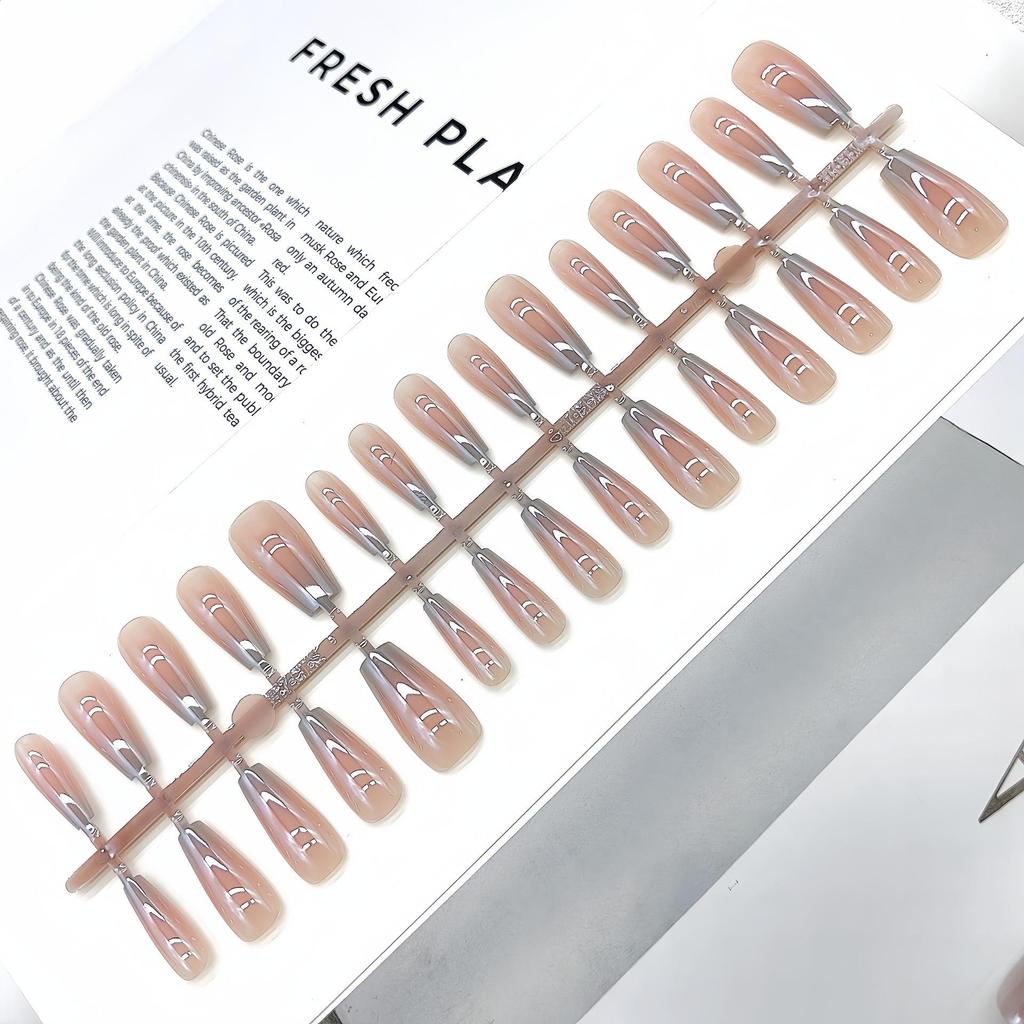 Aurora Cat-Eye Gradient Blush Electroplated Nail Tips