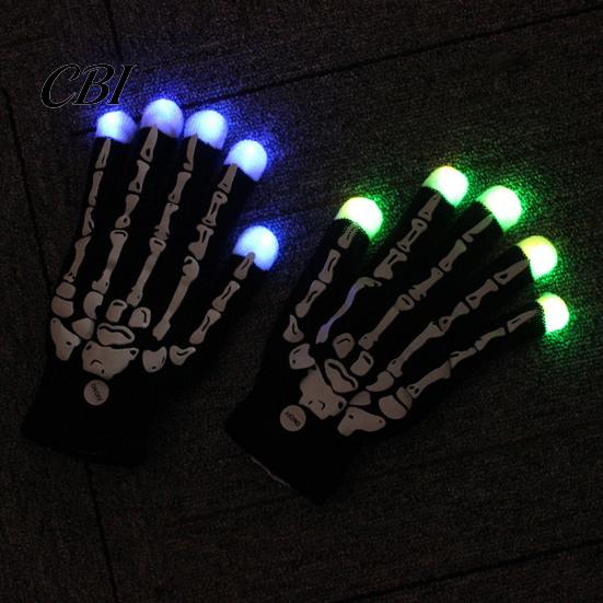 Nachtclub Rave Ausrüstung LED Leuchtende Handschuhe mit 6 Blinkmodi, Requisiten für Fotografie Leuchten Halloween Weihnachtsfeier, Konzert Festival Kostüm