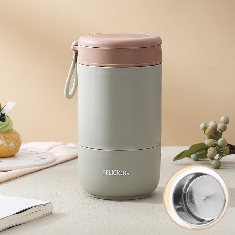 Abay Double-Layer 304 Stainless Steel Insulated Breakfast Cup with Spoon