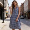 Dames Plaid Maxi Jurk voor Strandvakantie - Losse Lange Zomerjurk, Vakantie Resort Kleding