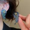 Silver Needle Zircon Water Drop Feather Stud Earrings: Luxury Retro Fashion for Women