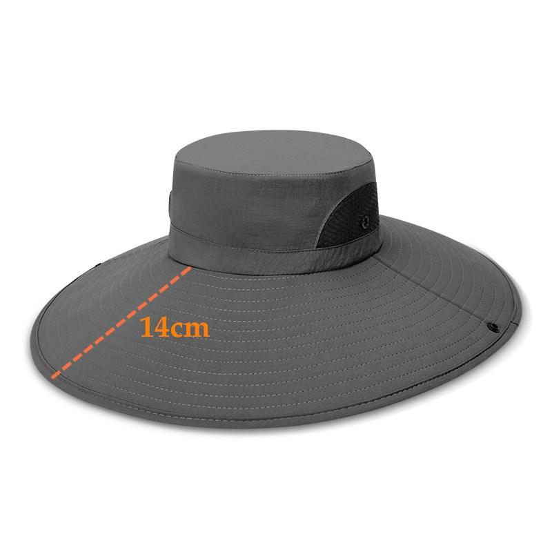 62cm Męski Kapelusz Outdoorowy Letni Kapelusz Wędkarski Turystyczny Jeździecki Duże Rondo Ochrona przed Słońcem Anty-UV Oddychający Wodoodporny Kapelusz Wiaderkowy