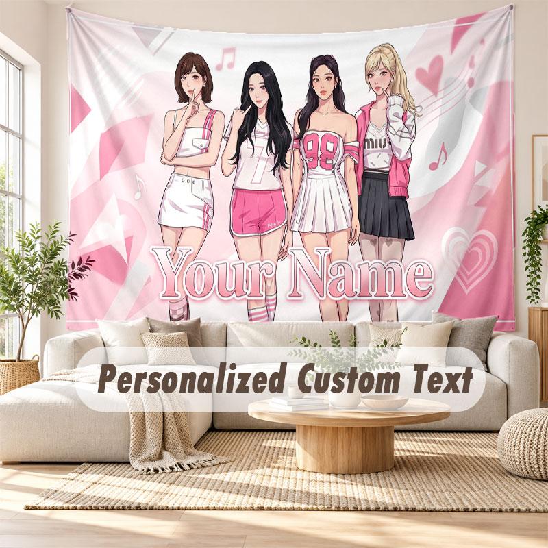 Custom Name Wall Hanging Tapestry,aespa Decorative Backdrop Tapestry For Dorm Home