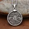 Vintage Einzigartiger Wikinger Lebensbaum Anhänger Punk Rock Edelstahl Pentagramm Halskette für Männer Frauen Schmuck