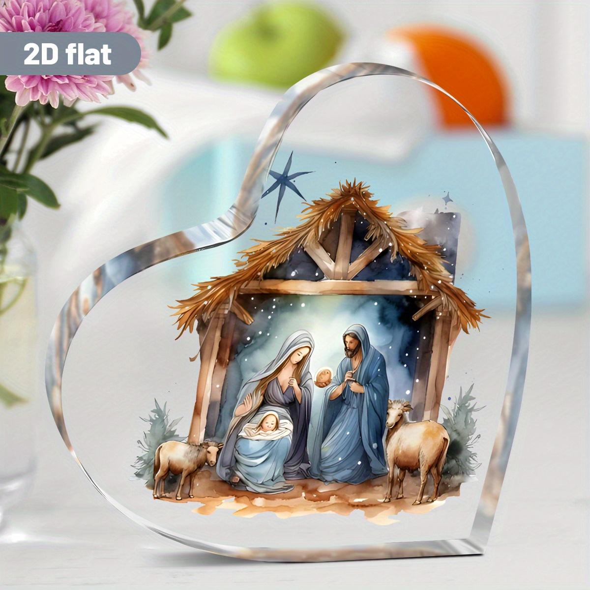 

2D Flat Acrylic Nativity Scene Decoration, Indoor & Outdoor Decor -Use No Batteries/ Electricity Needed, Freedom Day Decorations, Shop Decoration, Dur 10*10cm