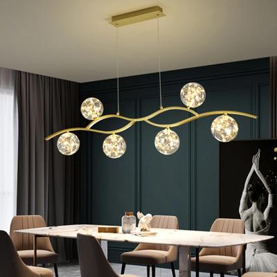 Nowoczesny żyrandol LED Jadalnia Wyspa Kreatywna szklana kula Lampa wisząca Kuchnia Bar Restauracja Wisząca lampa Złota