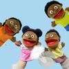 Family Hand Puppet Black Skin Open Mouth Father Mother Son Daughter Glove Kindergarten Educational Teaching Toy Dolls Kids Gifts