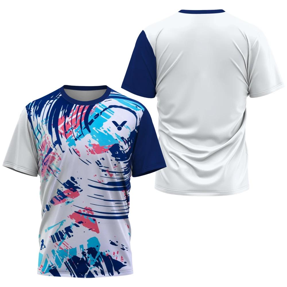 Breathable Badminton Tennis T-shirt Men's Fashion Sportswear Top Men's Fitness Short Sleeve Outdoor Sportswear Football Shirt