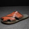 סנדלים לגברים  נעלי בית גדולות בעבודת יד  כפכפי חוף חיצוניים  סנדלי עור לגברים