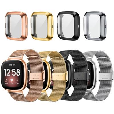 Milanese Strap For  Fitbit Versa 4 3 Sense 2 Band With TPU Case Screen Protector Bumper For Metal Bracelet For Fitbit Sense2 Watch