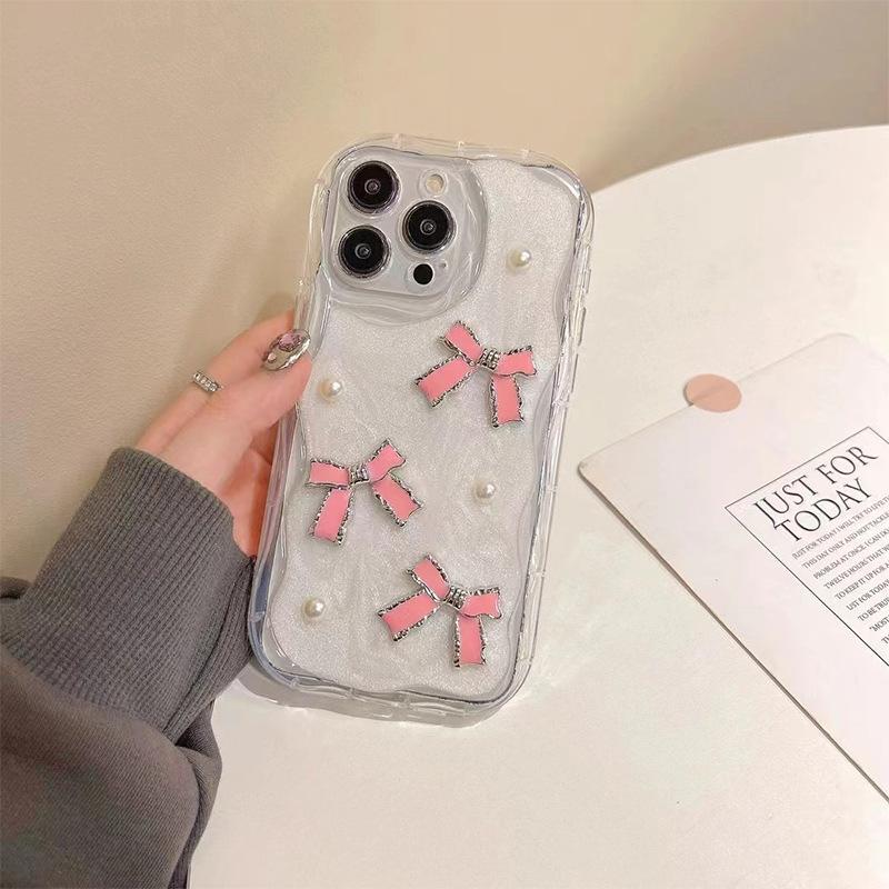 For IPhone 17 Promax Sparkling Powder Droplet Phone Case for Apple 16 Bow Pearl Anti Drop