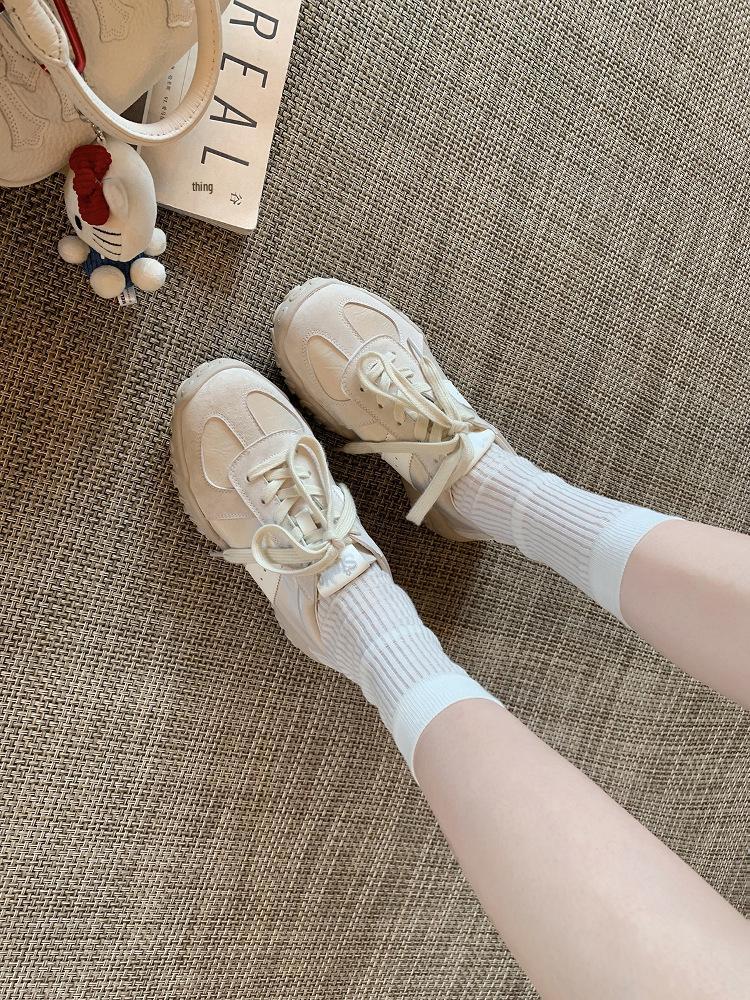 Trauben-Mama 7cm Höhenzunahme Runde Zehenpartie Schnürung Dad Sneakers - Dicke Sohle Lässige Deutsche Trainer