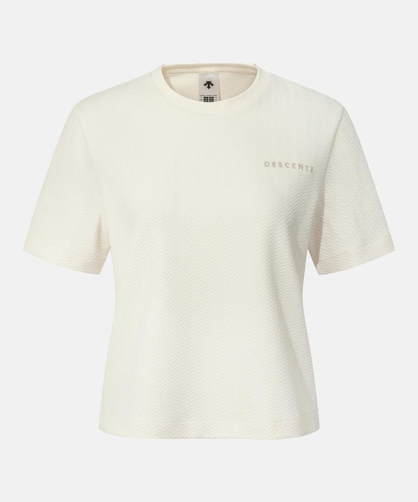 DESCENTE Women'S Jacquard Short Sleeve Sweatshirt Cream Sr122Pht21