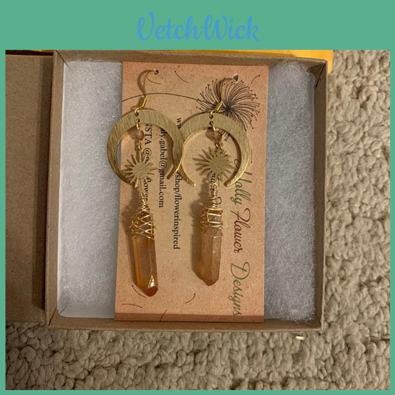 Natural Element Quartz Moon And Star Earrings With Alloy Material For Trendy Accessories