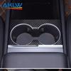 For 2023 Tesla Model 3 Real Carbon Fiber Car Interior Accessories Central Control Cup Holder Decorative Panel Cover