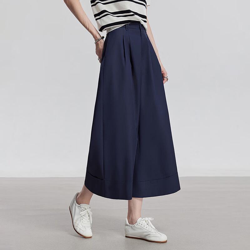 Damen Lyocell Relaxed Wide-Leg Cropped Hose
