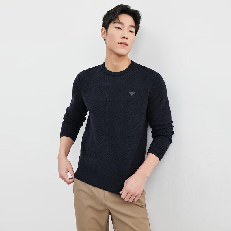 Septwolves Men s Round Neck Diamond Pattern Wool Blend Sweater L