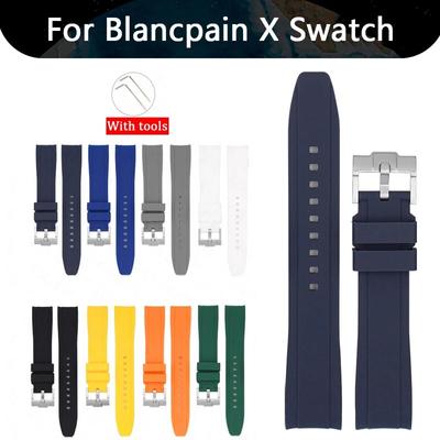 Zakřivený silikonový řemínek s rozhraním pro Swatch x Blancpain Fifty Fathoms 22mm Pánský Dámský Potápěčský Sportovní Vodotěsný Gumový Řemínek k Hodinkám