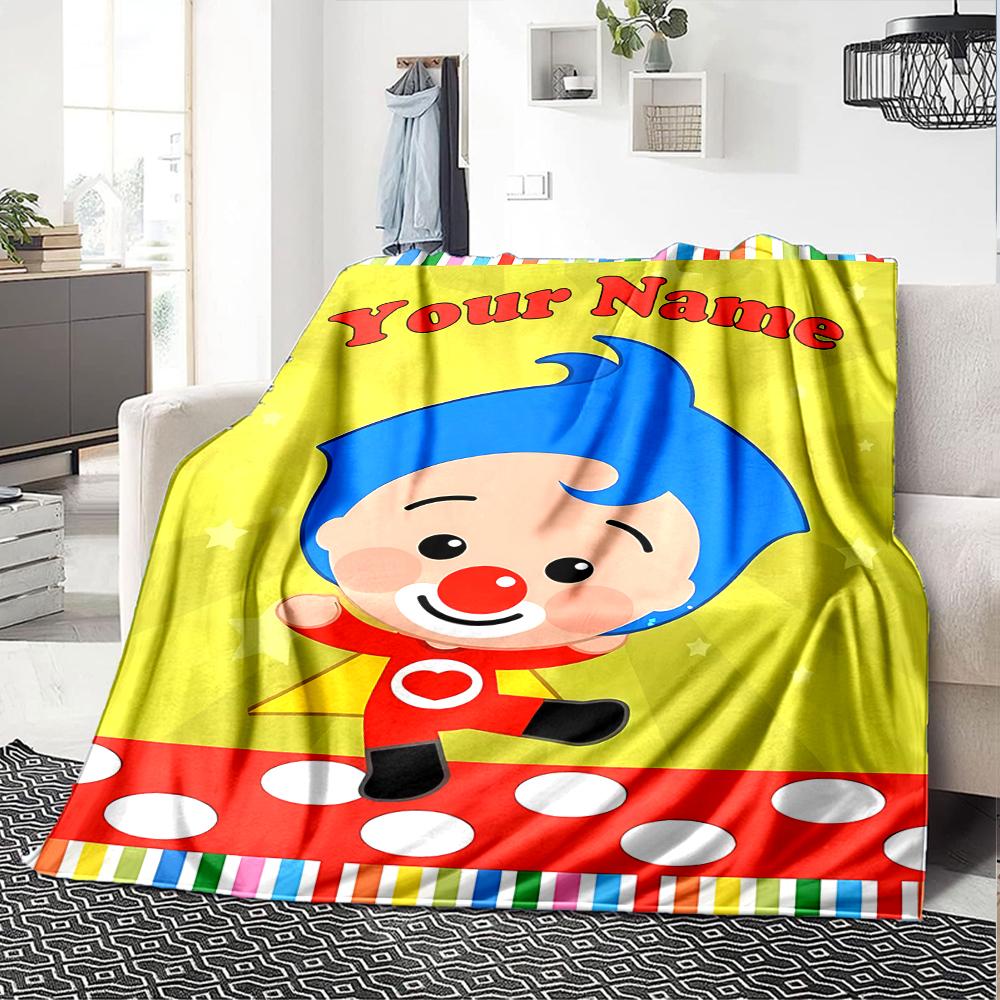 Coperta Stampata a Tema Plim Plim con Nome Personalizzabile - Perfetta per Divano, Letto, Viaggi e Uso Esterno | Lavabile in Lavatrice, Accogliente e Durevole.