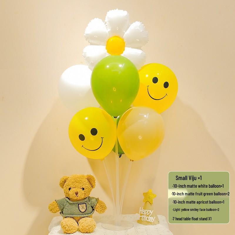 Smiley Daisy Balloon Set: Picnic & Birthday Photo Props for Kids