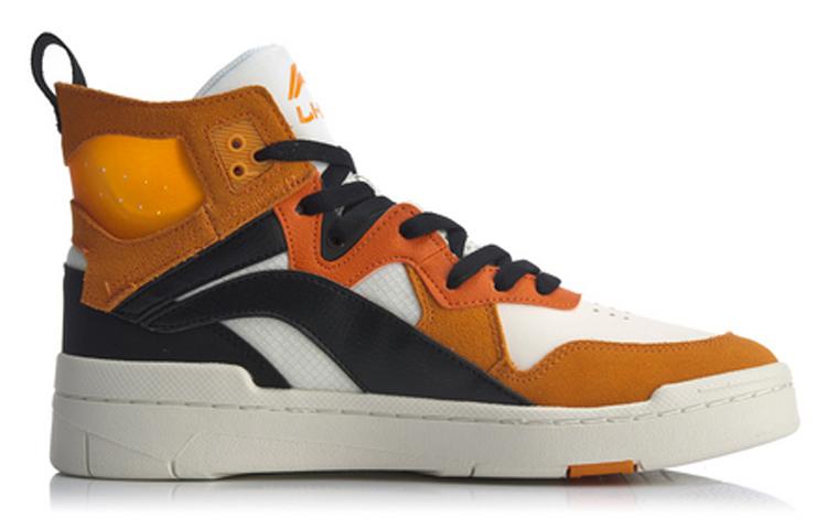Li Ning Wave Superwave Hi High Top Skateboard Shoes Men's Orange White Blue AGCQ013-4