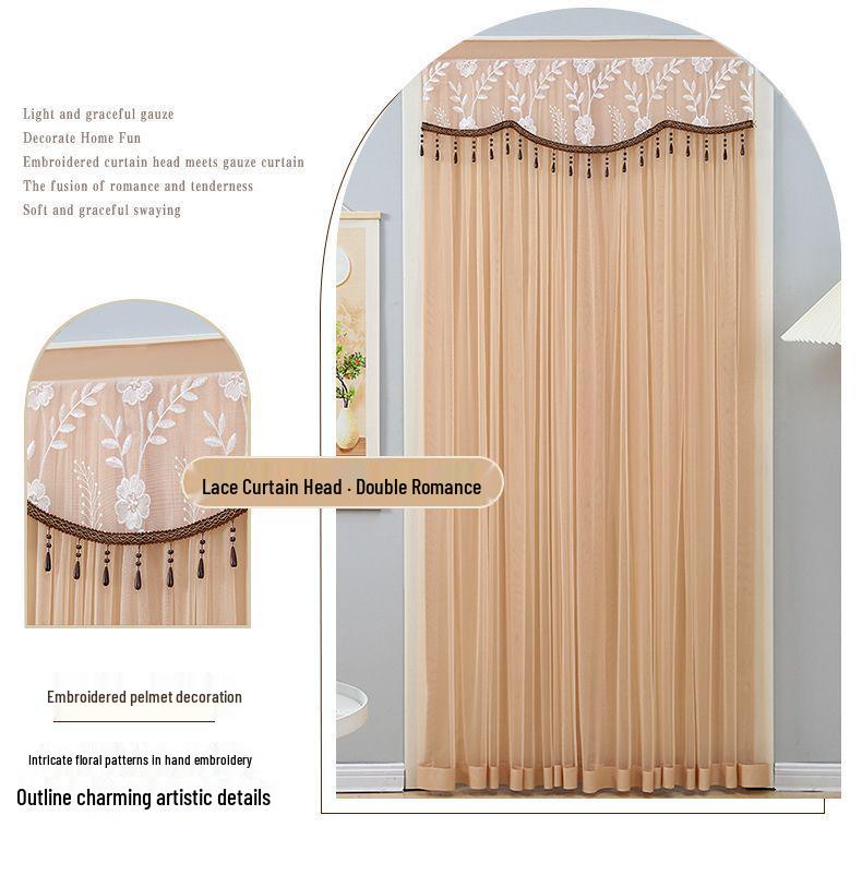 Krajková dvouvrstvá protikomáří závěs na dveře s přepážkou pro soukromí pro všechna roční období