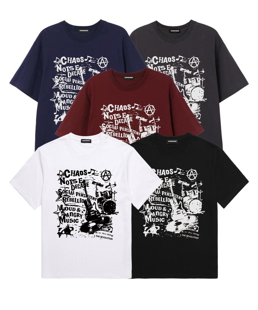 VANNWORKS Choas Music Short Sleeve T-Shirt (Vs0222) Burgundy (B Type)