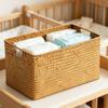 Rectangular Woven Basket Builtin Handles Braided Rigid L