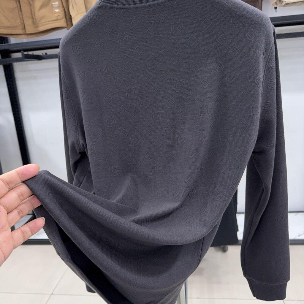 Dou Jia Minimalist Men's Round Neck Knit Sweater - Dark Gray, Warm, Versatile, Long Sleeve, Tagged 0120