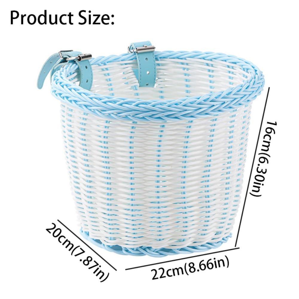 Adjustable Leather Straps Front Handlebar Basket Handwoven Cycling Handlebar Basket  Girls Bike