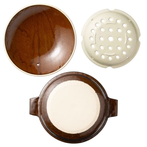 Nagatani-en Bistro Steamer Pot, Large, for 2-4 People, Approx. 27cm, Approx. 1800ml Capacity, Can be Cooked Over an Open Fire or Empty, Oven-Safe, Cer