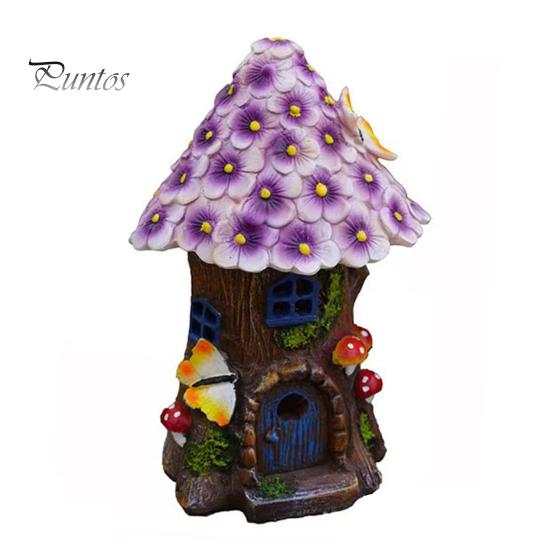 

Солнечный цветок на крыше домика фигурка светящаяся сказочный домик эльфа смоляная статуэтка скульптура открытый сад крыльцо двор газон украшение орнамент фиолетовый
