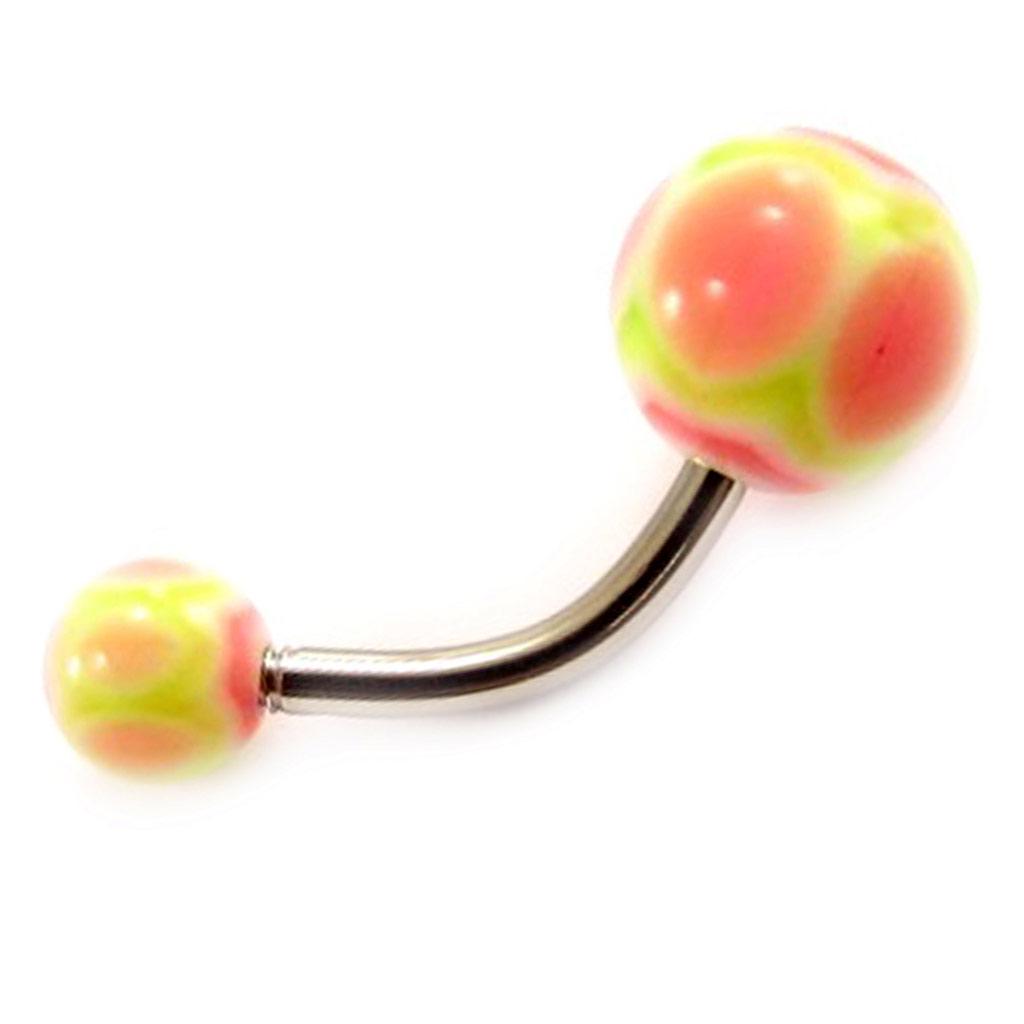 Les Trésors De Lily [C4956] - Body Piercing Ball 'Tecno' Orange Yellow