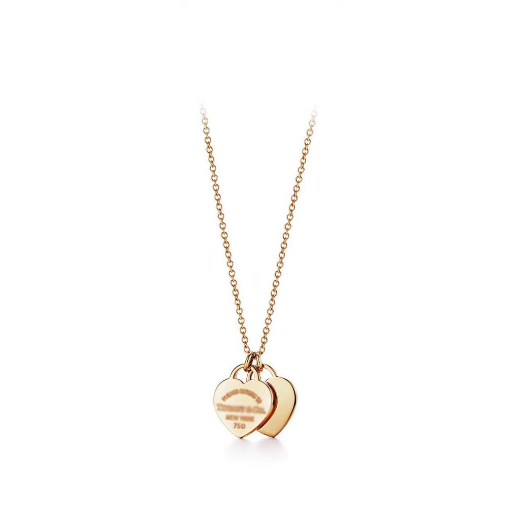 Colar Pingente Coração Clássico da Marca T com Strass, Design de Coração de Amor Banhado a Ouro