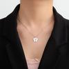 EUEAVAN Fashion Sakura Flower Necklace Stainless Steel Five-petaled Floral Pendant Necklaces for Women Girl Jewelry Gift